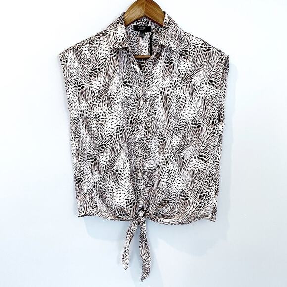 Haver. London Sleeveless Animal Print Tie Waist Blouse XS NEW - Picture 1 of 9